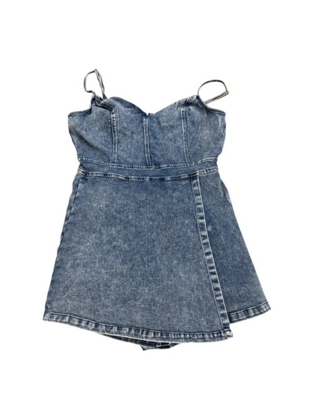 Flying Tomato Denim Adjustable straps Romper Skorts shorts Stretchy Large Zipper